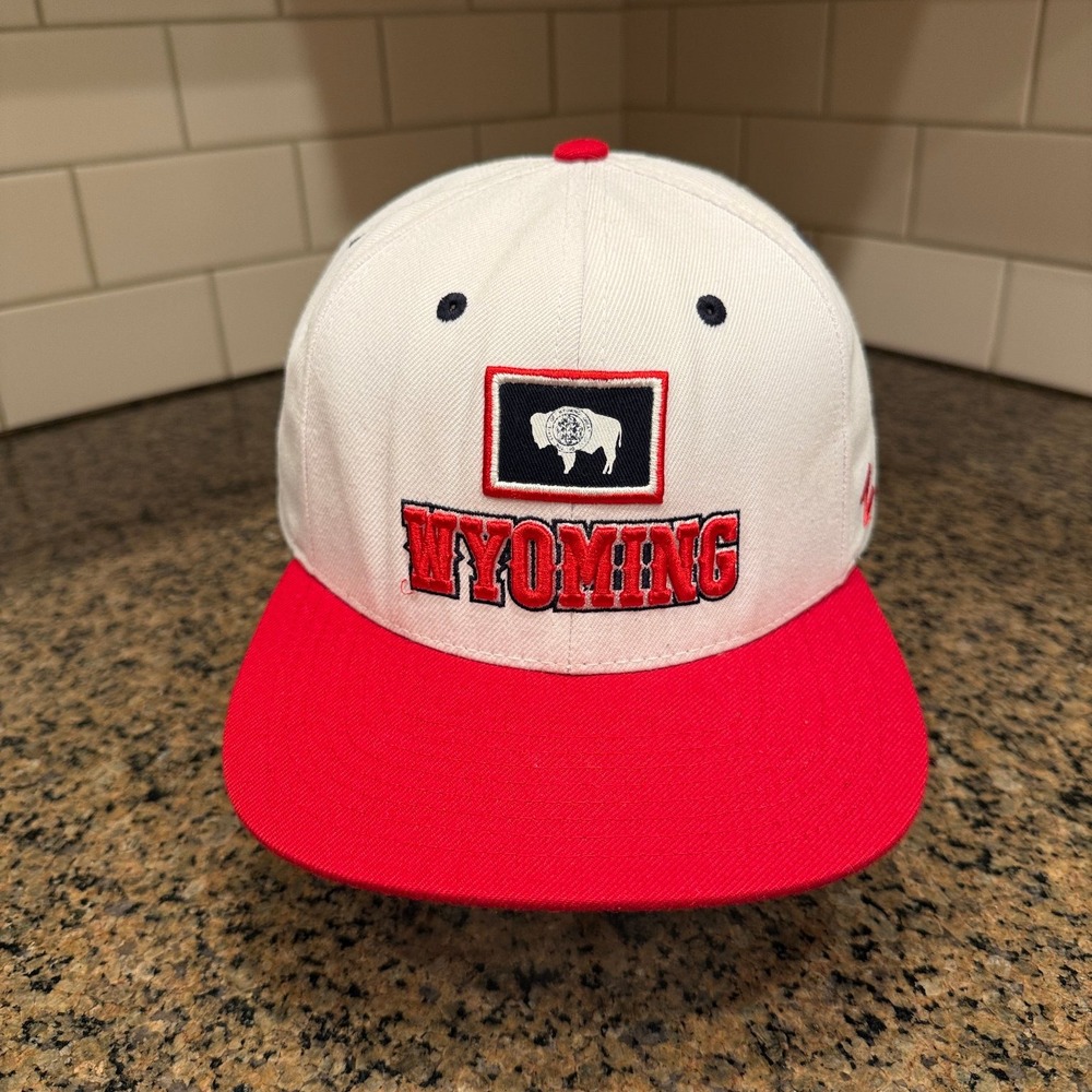 Wyoming Hat Zephyr Snapback Baseball Cap  Adjustable White Red Buffalo